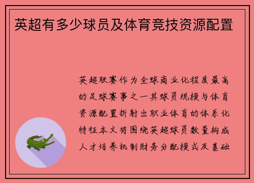 英超有多少球员及体育竞技资源配置